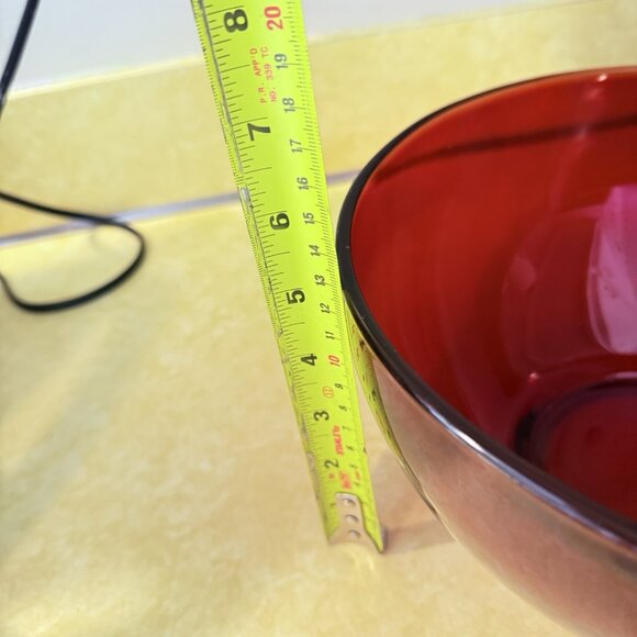 LARGE Vintage RUBY RED GLASS ROUND BOWL 10" - Picture 5 of 7